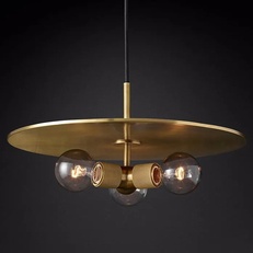 Изображение Люстра Rh Utilitaire Disk Triple Pendant Brass By Imperiumloft