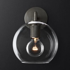 Изображение Бра Rh Utilitaire Globe Shade Single Sconce Black By Imperiumloft