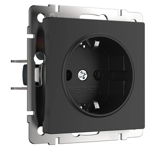Изображение Розетка с заземлением, безвинтовой зажим (черный матовый) W1171308