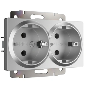 Изображение Розетка двойная с заземлением (серебряный) W1172006