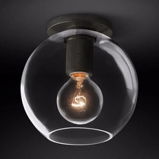 Изображение Потолочный Светильник Rh Utilitaire Globe  Shade Flushmount Black By Imperiumloft