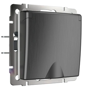 Изображение Розетка влагозащ. с зазем. с защит. крышкой и шторками (графит рифленый) W1171204