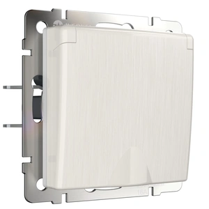 Изображение Розетка влагозащ. с зазем. с защит. крышкой и шторками (перламутровый рифленый) W1171213