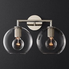 Изображение Бра Rh Utilitaire Globe Shade Double Sconce Silver By Imperiumloft