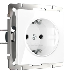 Изображение Розетка с заземлением, безвинтовой зажим (белая) W1171301