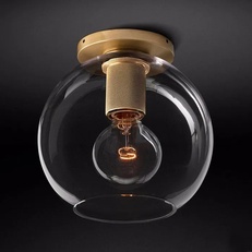 Изображение Потолочный Светильник Rh Utilitaire Globe Shade Flushmount Brass By Imperiumloft