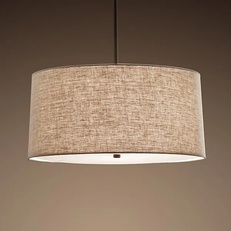 Изображение Люстра Rh Round Linen Shade Pendant By Imperiumloft