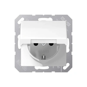 Изображение Розетка с заземлением и крышкой 16А 250В EcoProfi Deco белый AS1520KLWW Jung