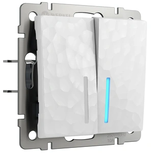 Изображение Выключатель двухклавишный с подсветкой (белый) W1220101