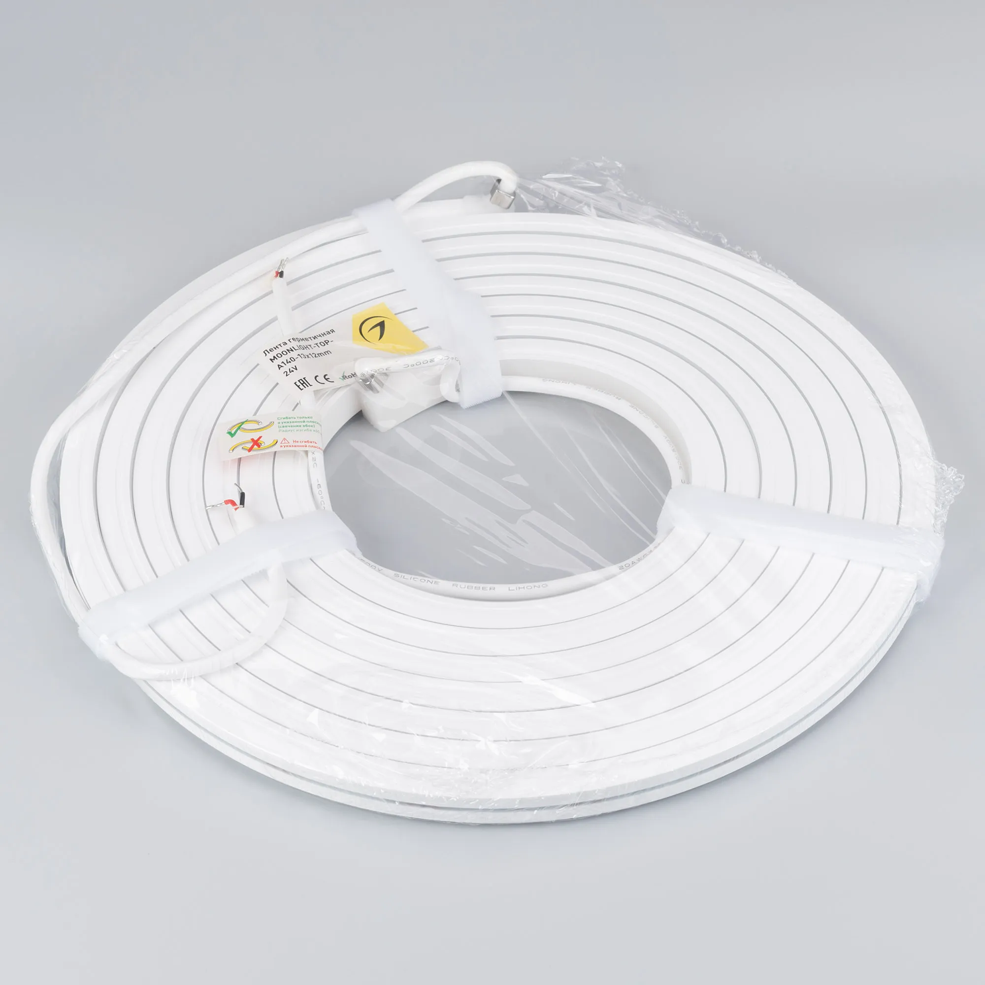 Лента светодиодная герметичная MOONLIGHT-TOP-A140-13x12mm 24V Warm3000 (9.6 W/m, IP67, 2835, 5m) (Arlight, Вывод боковой, 3 года) - Изображение